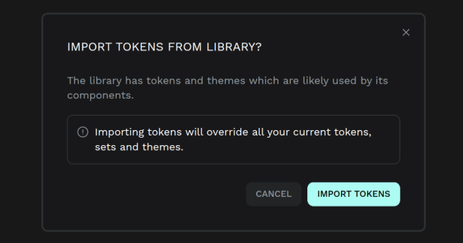 Import tokens from library confirmation dialog