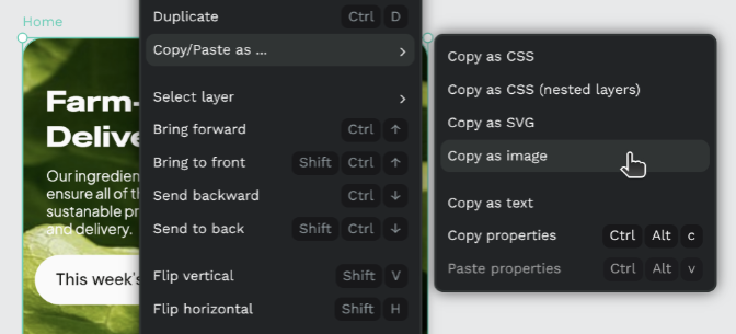 Copy as image option for a board